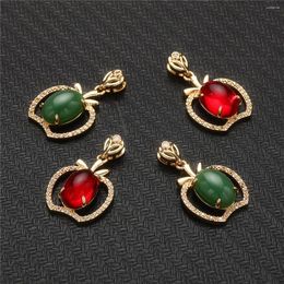 Charms 5pcs/lot Christmas Copper Crystal Opal Apple Pendant For Jewelry DIY Making Fashion Accessories