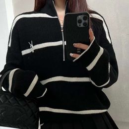 Women tops designer maglione maglione con cerniera ricamata Cardigan maglioni maglioni maglioni sciolti a strisce