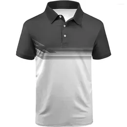 Men's Polos Summer Polo Golf Shirt For Man Oversized Simple Printed Holiday Male Sport Short Sleeve Casual Button Lapel Clothing