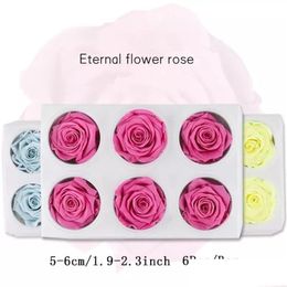 Decorative Flowers Wreaths 6Pcs Box High Quality Preserved Flower Rose Heads Immortal 5-6Cm Diameter Mothers Day Gift Eternal Life Dhieb