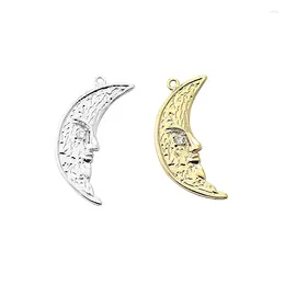 Charms 5pcs 27 13mm 24K Champagne Gold Colour Plated Brass With Zircon Moon Shape Necklace Pendants Baroque Style JewelrySupplies