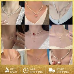 Chains Neck Chain Comfortable To Wear Cute Crystal Necklaces Love Pendant Easy Concave Shape Female Alloy Jewellery And Accessories