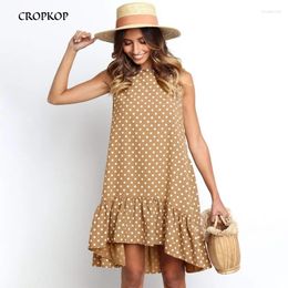 Casual Dresses Women Summer Dress Fashion Polka Dot Sleeveless Beach Mini For Print Short Loose Blue Sundress 2024 Plus Size