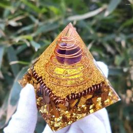 Decorative Figurines Energy Pyramid Orgonite Reiki Natural Amethyst Ball Healing Crystals Chakra Tool Ornaments Resin Stones Craft Kids Gift