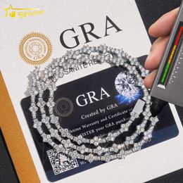 Nuovi arrivi moda di alta qualità croce ghiacciata fiore da 3 mm collana in argento 925 catena da tennis in moissanite