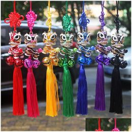 Chinese Style Products Chinese Knot With Bell Lion Dance Hanging Car Accessorise Handmade Weaving Craft China Specialty Gift Creative Dhrxo