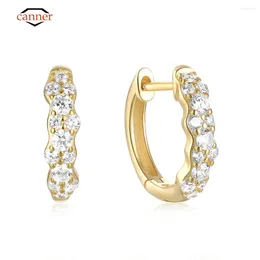 Hoop Earrings CANNER Various Zircons 925 Sterling Silver Earring For Women Plata Fine Jewelry Cartilage 18K Gold Mom Gift