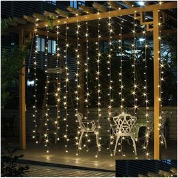 Led Strings X 300Leds Curtain String Light 300Bbs Star Fairy Lights For Christmas Wedding Home Garden Party Decoration Lighting Drop Dhkgv