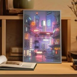 Night Lights Anime LED Beautiful City View Light Painting HD Picture Narrow Bezel Usb Plug Dimming Romantic Home Decorations Lamp