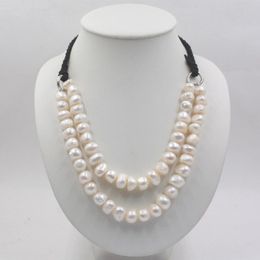 Chains 12-13mm Natural Freshwater Pearl Choker Necklace Baroque White Women's Jewellery Winter Sweater 20inch Elegant