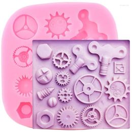 Baking Moulds Mechanical Gear Screw Nut Silicone Moulds DY Steampunk Fondant Cake Decorating Tools Cupcake Topper Candy Clay Chocolate