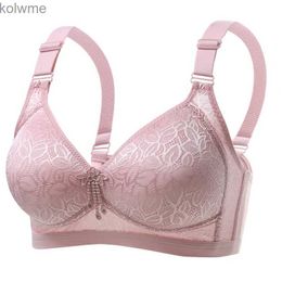 Bras Large Size Gathered Adjustable Bra For Comfortable Breathable Thin Mold Cup Four Row Buckle Steel Ring Free Womens Underwear YQ240203