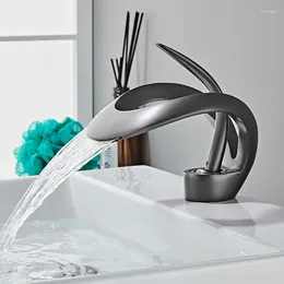 Bathroom Sink Faucets Basin Faucet Single Handle Waterfall Brass Cold Water Mixer Tap Creative Hollowed Out Design