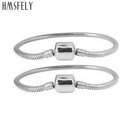 Bangles HMSFELY 316L Titanium Stainless Steel Snake Chains Bracelet For Women DIY Charm Bracelets Accessories Round Ball Bracelet