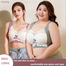 Bras Bras Seamless Bra Large Size Breasts Women Vest Type Anti Sagging Bras Lace Wireless Underwear Push Up No Steel Ring Lingerie New Bra YQ240203