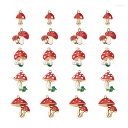 Charms Pandahall 20pcs Alloy Enamel Pendants With Resin Beads Mushroom For Jewelry Making DIY Bracelet Necklace Craft Finding