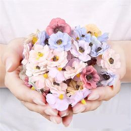 Decorative Flowers Mini Artificial Rose Heads Silk Fake For Home Dceor Wedding Decoration Craft Wreath Gifts Accessories