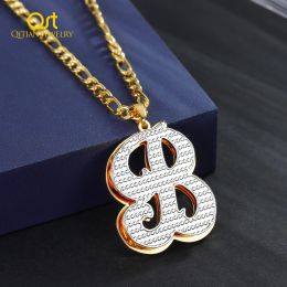 Necklaces Qitian Personalised Double Gold Plated initial Necklace Customised Stainless Steel Letter Pendant Chain For Women 2022