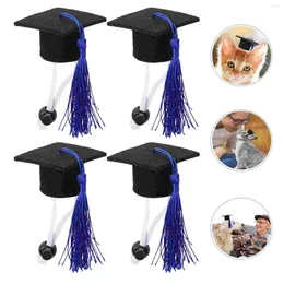 Dog Apparel 4pcs Graduation Small Pets Mini Doctoral Hats Tassel