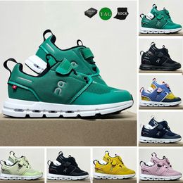 2024 Cloud Play Kids Running Shoes Designer Classics Black Midnight Blue Mustard Yellow Seedling Green Marshmallow Pink Mint Green Babys Outdoor Sneakers 22-35