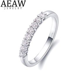 AEAW 14k White Gold 0 25ctw 2mm DF Round Cut Engagement&Wedding Moissanite Lab Grown Diamond Band Ring for Women Y0122215u