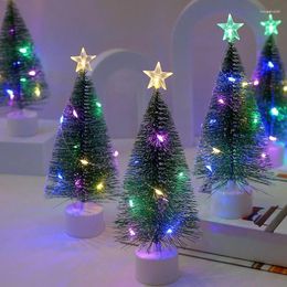 Christmas Decorations LED Colorful Tree Mini Pine Needle Xmas With String Lights For Home Desktop Year Party Gift Decor