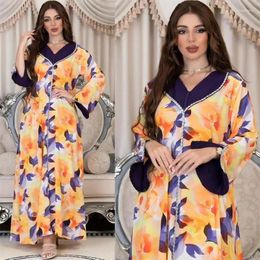 Ethnic Clothing Fashion Floral Elegant Abayas For Muslim Women Eid Outfits Saudi Moroccan Kaftan Islamic Turkish Party Dress