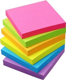 Sticky Notes 3x3 in 6 Pads Bright Colored Super Self 100 SheetsPad Easy to Post for School Office Supplies 240119