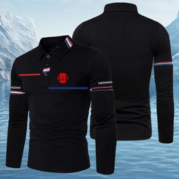 HDDHDHH Brand Mens Spring And Autumn Lapel Long Sleeve POLO Shirt Business Printing Casual Simple Top 240126