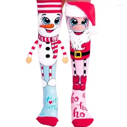 Christmas Decorations Funny Socks Knee High Santa And Snowman Novelty Women's Cosy Slipper For Girls Fluffy