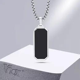 Pendant Necklaces Vnox Men Stylish Geometric For Boys Black Stainless Steel Square Rectangle Bar Collar Gifts Him Jewelry