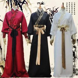 Scena zużycie chińskiej jedwabnej szaty starożytne kostiumy rycerza mężczyźni Aldult Kimono Chiny Tradycyjne vintage etniczny kostium tańca hanfu