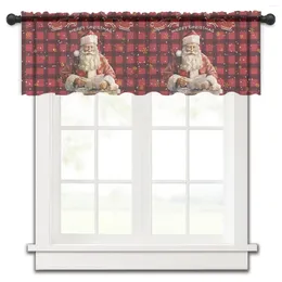 Curtain Christmas Santa Claus Letter Snowflake Kitchen Curtains Tulle Sheer Short Living Room Home Decor Voile Drapes