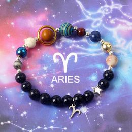 Charm Bracelets Universe Galaxy Aries 12 Constellation Women Virgo Leo Eight Planets Bracelet Solar System Jewelry