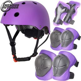 Protective Helmet Set Child Roller-skate Protection Gear Helmet Balance Car Skating Skiing Protector Sports Helmets Kneepads 240124