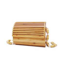 New Natural in Atmosphere Bamboo Bag Grass Woven Women's Bag Beach Bag Handbag Craft Bamboo Woven Bag