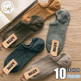 Mens Socks 10 Pieces 5 Pairs Twists Cotton Tube For Men Short Boat Invisible Summer Thin Versatile Anti Odour Calcetines