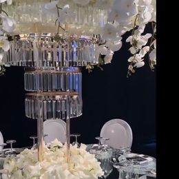 100cm to 150cm)4 layer Luxury wedding props flower arrangement crystal pendant flower runway road lead stage wedding Centre flower stand 432