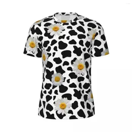 Men's T Shirts Daisy Cow Print Running T-Shirt Summer Floral Animal Cowprint Vintage T-Shirts Harajuku Tee Shirt For Men Pattern Tops Big
