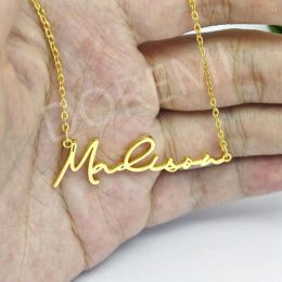 Necklaces DOREMI Cursive Classic Necklace Customised Made Any Names Chain Personalised Letter DIY Handmade Name Custom Signature Necklace