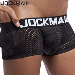 Underpants JOCKMAIL Sexy Men Underwear Boxer Breathable Mesh Boxershorts Male Cueca Gay Penis Pouch Panties Mens Trunks