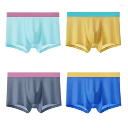 Underpants Men's Underwear Cool Ice Silk Breathable Flat Corner Pants Summer Thin Shorts 3PCS