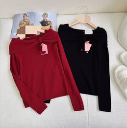 10026 2024 Runway Spring Summer Brand SAme Style Sweater Black Red Long Sleeve Crew Neck Fashion Clothes High Quality Womens weilaK159