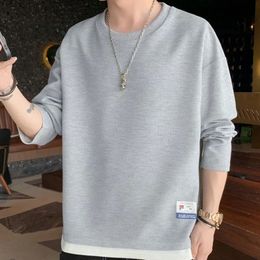 Men's Clothing Hoodieless Sweatshirts for Man Splicing Pullover White Top No Brand Designer Novelty and Low Price 240119