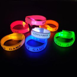 Party Decoration 100pcs Plain Solid Colour Nylon Light Up Wristband Glow In Dark LED Bracelets For Running & Events Festival