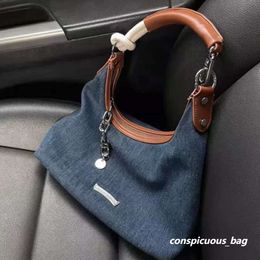 Niche Design Denim Underarm Bag Female 2024 New Large Capacity Tote Fashion Shoulder Bucket Bags