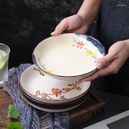 Plates 7 Inches Japanese Ceramic Creative Under Glaze Fruit Plate Western Steak Dish Household Tableware Soup Rice