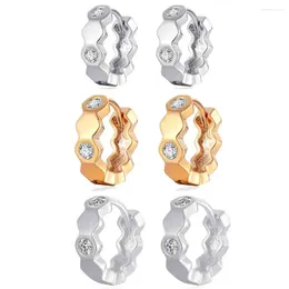 Stud Earrings Geometric Circle Crystal For Women Retro Copper Round Earring Fashion Jewelry Pendientes Mujer 2024