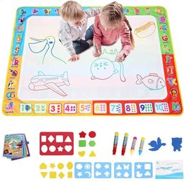 Large Size Water Drawing Mat Aqua Doodle Magic with Pens Montessori Toy Painting Board Mess Free Educational Set for Kid 240131