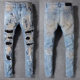 pantaloni jeans viola jeans firmati da uomo jeans da donna uomo amir slim fit denim pantaloni con stampa di lettere streetwear da uomo jeans firmati di grandi dimensioni